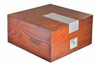 La Cubana Solid Wood Oak Cigar Humidor With Stainless Steel Plate, Holds 30-50 Cigars