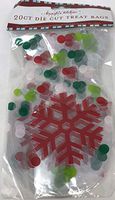 Kringle's Kitchen Die Cut Treat Bags Clear Cello Cellophane Bags, 20 Count (Snowflake)