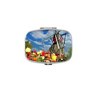 Udoosun Windmills Beautiful and Creative Windmill Custom Personlized Rectangular Tablet Medicine Pocket Purse Travel Pill Vitamin Decorative Box Case Holder