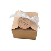 Yalulu 50pcs Kraft Paper Candy Box Rustic Wedding Favors Candy Holder Bags Wedding Party Gift Boxes with Ribbon Tags (#1)