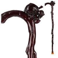 Crutches Walking Cane Home Helper Unisex Iron pear All-Wood Cane with Supportive Curved Handle and Balance Bottom Tip. A Wooden Walking Stick