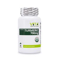 VitaMolecular 100% Organic Turmeric Curcumin Supplement, Organic Black Pepper 60 Tablets