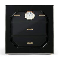 Woodronic Handmade Cigar Humidor Cabinet, Spanish Cedar Cigar Cabinet 60 to 100 Counts, 3 Layer Trays and Acrylic Glass Door, High Gloss Black Humidor Cigar Box Gift Set with Hygrometer and Humidifier