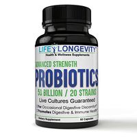 Advanced Strength Probiotics 50 Billion CFU with 20 strains scientifically Proven, Live Cultures, Digestive and Immune Health Support Relief