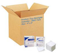 Top Sponges 4" x 4". Case of 2000 Absorbent Cover sponges for Wound Care and Protection. Non-Woven Outer Facing, Cellulose Liner and Rayon Fill. Single use. Non-sterile. Latex-Free.