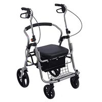 ZXGFA Folding Rollator Walker, Elderly 4 Wheels Walking Rollator with Padded Seat and Shopping Basket, Height Adjustable Mobility Aid, for Car Boot, Travel and Flight