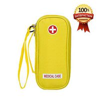 EpiPen Carrying Medical Case - Yellow Insulated Portable Bag with Zipper - for 2 EpiPen's, Auvi-Q, Asthma Inhaler, Small Ice Pack, Eye Drops, Allergy Medicine Essentials