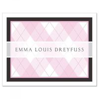 Pink and Black Argyle Personalized Note Cards with White Envelopes by Colorful Images (Set of 12)
