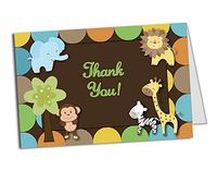 50 (Thick Card Stock) Jungle Foldover Thank You Cards - Baby Shower - Birthday Party - Any Occasion - A6 Size