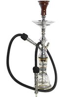 Authentic Mini 22" Handmade Traditional Style Egyptian Khalil Mamoon Karmana Narguile Hookah (Silver)