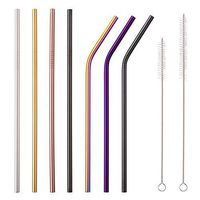 Reusable Metal Straws Rainbow Color with Travel Case for Drinks, Stainless Steel Straws for 30oz 20oz Tumblers Cups Mugs, Metal Drinking Straws with Cleaning Brush for Ramblers Cups 20oz and 30oz Yeti