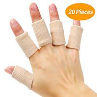 Senkary 20 Pieces Finger Sleeves Protectors Thumb Brace Support Elastic Compression Protector for Relieving Pain, Arthritis,Trigger Finger, Sports (Beige)
