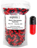 Capsules Express- Size 00 Black and Red Empty Gelatin Capsules 500 Count - Kosher and Halal Certified - Gluten-Free Pure Bovine Gelatin Pill Capsule - DIY Powder Filling