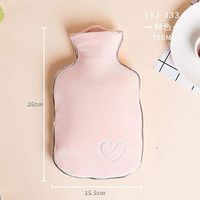 Plush hot Water Bottle Student Home Water Injection Explosion-Proof Warm Belly Warm Water Bag hot Compress-Pink Love Heart 750ml