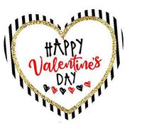 60ct Black Stripe Happy Valentine Trendy 2inch Glitter Valentine's Stickers Labels Envelope Decorative Seals