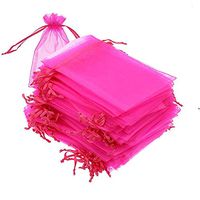 100 Set Organza Bags, 4x6 inches (10x15cm) Sheer Drawstring Gift Bags, Hot Pink Organza Jewelry Pouches, Wedding Party Favor Pouches, Jewelry, Cosmic Business, Christmas Party Favor Bags (Hot Pink)