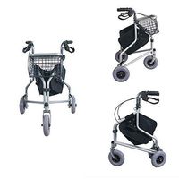EGCLJ Three Wheeled Rollator Walkers Walking Frame with Seat Handbrake, Height Adjustable Medical Handrail Assist Walking Aid with Storage Basket