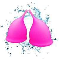 Menstrual Cup Reusable Period Cup with Long Stem Ideal for Beginner(Small+Large,Purple)