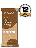 Barology High Protein Energy Bar for Men (Pack of 12) Delicious Chocolate Chip Cookie Dough, Low Sugar, 11g Net Carbs, 18g High Protein, 14g Fiber, Gluten Free, Prebiotics, 2.1 oz Bar