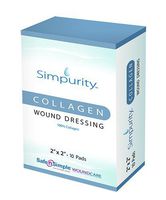 Simpurity 100% Pure Collagen Wound Dressing Pad, 2" x 2" Collagen Pads for Wound Care, Box of 10
