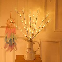 Xisheep Willow Lamp, Warm LED Fiber Flower Lights 20 Bulbs Garden Christmas Party Garden Decor LED Light Home Decorations, for Easter Day White