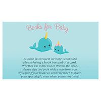 Narwhal Bring A Book Insert Baby Shower Girl Pink Narwhal Winter Bring A Book Baby Library Book Card Ocean Sea Baby Shower Library Smart Baby Children's Baby Book Request in Lieu Insert (24 Count)