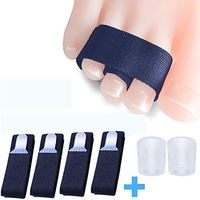 Sumifun Toe Straightener Wrap, Cushioned Bandages 4 Pack Broken Toe Wraps Hammer Elastic Toe Separator Splints Tape for Overlapping Toe