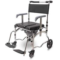 YHLZ Wheelchair with Toilet Removable Foldable Shower Transport Chair, Aluminum Alloy PU Material with Adjustable Armrests and Brakes, 90° Flip Pedal