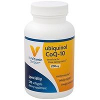 The Vitamin Shoppe Ubiquinol CoQ10 200mg Beneficial for Those Taking Statins – Supports Heart Cellular Health and Healthy Energy Production, Essential Antioxidant – Once Daily (120 Softgels)