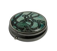 PTCRMG Image Custom Unique Round Pill Box Case Tablet Medicine Pocket Purse Travel Pill Vitamin Decorative Box Case Holder (Gorgeous Cool Octopus Color)