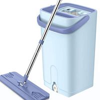 HXF- Rotating mop Hand free mop Household mop Automatic mop Mop bucket Mopping artifact Lightweight (Color : Blue)