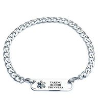 Pre-Engraved Curb Link"Taking Blood Thinner" Medical ID Bracelets for Women.