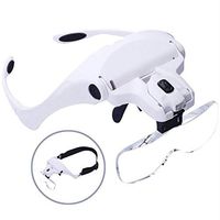 Head Mount Professional Magnifier 2 LED Illuminated Light Read Easily at Night Magnifier 5 Adjustable Magnification Loupe (1X, 1.5X, 2X, 2.5X, 3.5X)