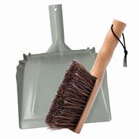 Huibot Metal Dust Pan and Brush Set Soft Bristle Wooden Broom Heavy Duty Pan Portable Size