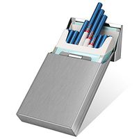 Padgene Women Cigarette Box, Holds 20 Cigarettes(100s) Case Box Aluminium Alloy Magnetic Cigarette Holder for Smoker Women's Gift (Silver)