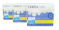 Natracare - Super Organic and Natural Cotton Tampons - Applicator-free - 10 Count Boxes - Pack of 3