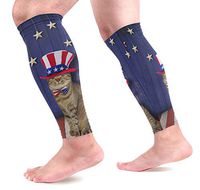 KEAKIA Patriotic Wall and Cat Calf Compression Sleeves Shin Splint Support Leg Protectors Calf Pain Relief for Running, Cycling, Travel, Sports for Men Women (1 Pair)