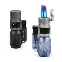 HUOWA Jet Torch Lighter Turbo Triple Flame with Visible Gas Window Butane Refillable Cigar Lighter 2 Pack
