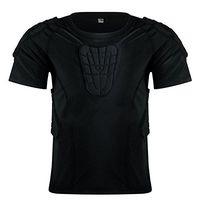 RONSHIN Sporting Goods Boy Chest Protector Padded Compression Shirt Extreme Exercise Suit Black L