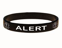 Medical Alert ID Bracelet Wristband - Black - 7 Inches - Youth