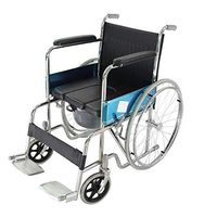 DFGRGEER Aluminum He-alth The-rapy TOI-let Chair Folding Com-Mode Whee-lchair with Seat,Black