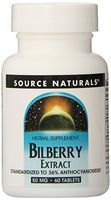 Source Naturals Bilberry Extract 50 mg Standardized Botanical Antioxidant - 60 Tablets