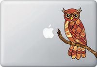 Yadda-Yadda Design Co. Curious Owl Stained Glass Style - Vinyl Decal for Laptop | MacBook | Appliances YYDC (5.5" w x 7" h) (Brown)