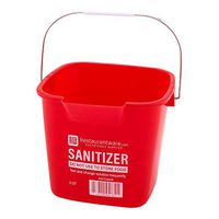 RW Clean 3 Qt Square Red Plastic Sanitizing Bucket - with Stainless Steel Handle - 7" x 6 3/4" x 6" - 1 count box - Restaurantware