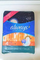 Always Ultra Thin Size 4 Overnight Pads With Wings, Unscented, 38 Count