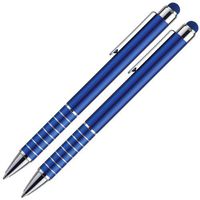 Autopoint® Touch-screen Combo III with Ball Pen, 2-Pack, Blue, Capacitive Stylus on top, Black Ink Ball Pen at tip (27622BL)