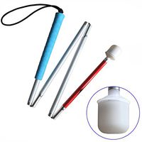 Aluminum Mobility Folding Cane for the Blind (Folds Down 4 Sections) White Cane for Children, Blue Handle