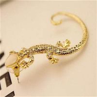 1pc Women Lady Golden Plated Rhinestone Cystal Lizard Earring Stud Cuff Good Jewerly Stylish Bright Pendant Girls Prom Pretty Brides Jewelry Cute Charm Comfy