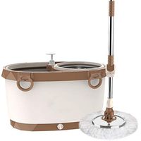 Mopping Rotating Mop Automatic Rotating Mop Hands Free Household Lazy Mop Double Barrels Double Driving Force Buckets (Color : Brown)