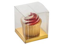 Square Clear Favor Box with Gold Bottom 12 Count - Petite Square